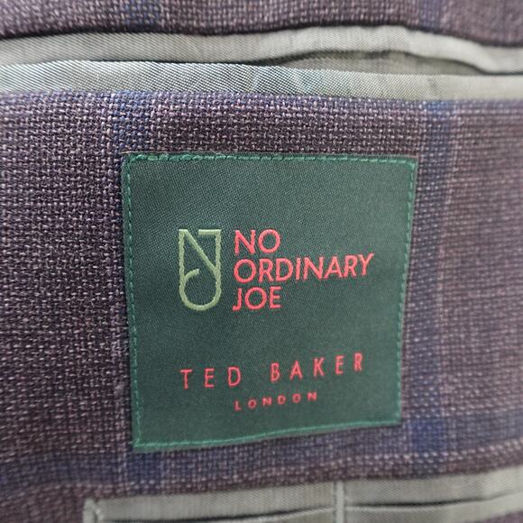 Ted Baker No Ordinary Joe London Purple Plaid Suit Jacket 40R - Picture 13 of 14